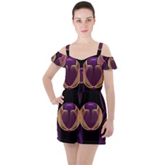 Fractal Glass Ball Bright Sphere Ruffle Cut Out Chiffon Playsuit