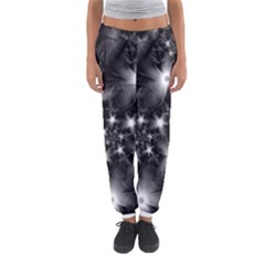 Black And White Floral Fractal Women s Jogger Sweatpants by Wegoenart