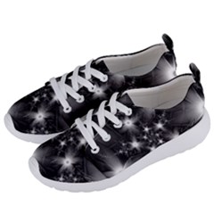 Black And White Floral Fractal Women s Lightweight Sports Shoes