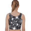 Black And White Floral Fractal Velvet Racer Back Crop Top View2