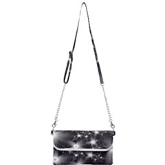 Black And White Floral Fractal Mini Crossbody Handbag