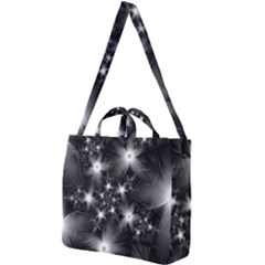 Black And White Floral Fractal Square Shoulder Tote Bag