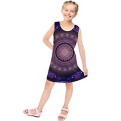 Fractal Neon Blue Energy Fantasy Kids  Tunic Dress