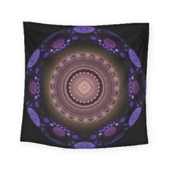 Fractal Neon Blue Energy Fantasy Square Tapestry (small) by Wegoenart