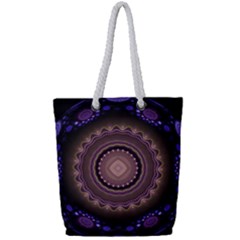 Fractal Neon Blue Energy Fantasy Full Print Rope Handle Tote (small) by Wegoenart