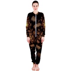 Fractal Flower Floral Bloom Brown Onepiece Jumpsuit (ladies)  by Wegoenart