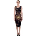 Fractal Flower Floral Bloom Brown Sleeveless Pencil Dress View1