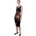 Fractal Flower Floral Bloom Brown Sleeveless Pencil Dress View2