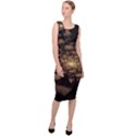 Fractal Flower Floral Bloom Brown Sleeveless Pencil Dress View3