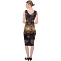 Fractal Flower Floral Bloom Brown Sleeveless Pencil Dress View4