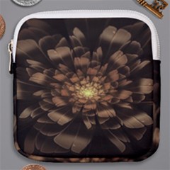 Fractal Flower Floral Bloom Brown Mini Square Pouch