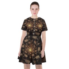 Fractal Flower Floral Bloom Brown Sailor Dress