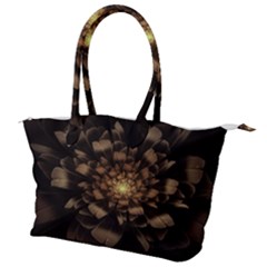 Fractal Flower Floral Bloom Brown Canvas Shoulder Bag