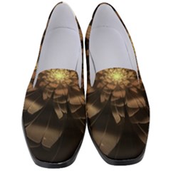 Fractal Flower Floral Bloom Brown Women s Classic Loafer Heels