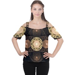 Fractal Design Pattern Fantasy Cutout Shoulder Tee