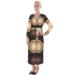 Fractal Design Pattern Fantasy Velvet Maxi Wrap Dress