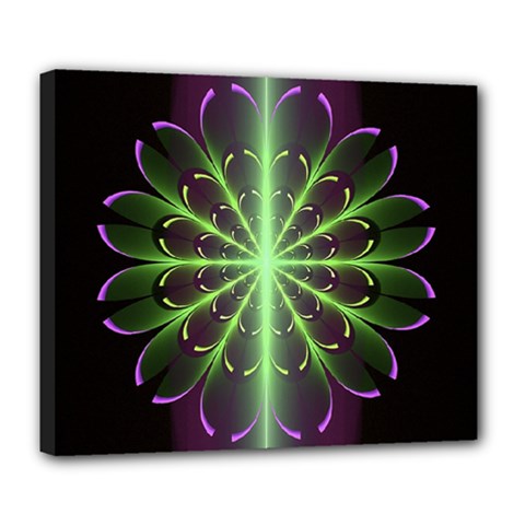 Fractal Purple Lime Pattern Deluxe Canvas 24  X 20  (stretched) by Wegoenart