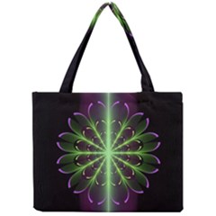 Fractal Purple Lime Pattern Mini Tote Bag by Wegoenart