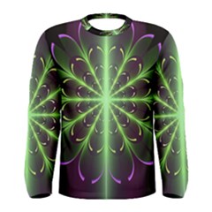 Fractal Purple Lime Pattern Men s Long Sleeve Tee