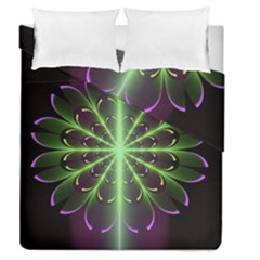 Fractal Purple Lime Pattern Duvet Cover Double Side (queen Size) by Wegoenart