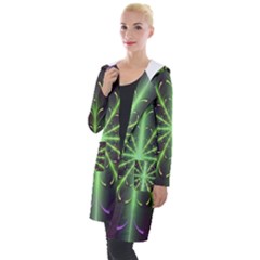 Fractal Purple Lime Pattern Hooded Pocket Cardigan