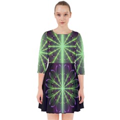 Fractal Purple Lime Pattern Smock Dress by Wegoenart