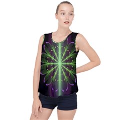 Fractal Purple Lime Pattern Bubble Hem Chiffon Tank Top