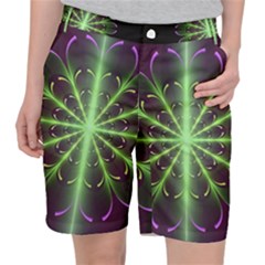 Fractal Purple Lime Pattern Pocket Shorts