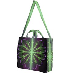 Fractal Purple Lime Pattern Square Shoulder Tote Bag by Wegoenart