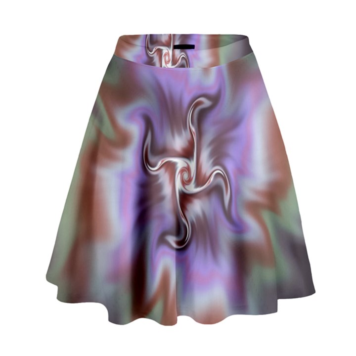 Fractal Rainbow Colorful Pattern High Waist Skirt