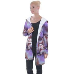 Fractal Rainbow Colorful Pattern Longline Hooded Cardigan