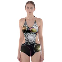 Fractal Bulbs Fantasy Curve Cut-out One Piece Swimsuit by Wegoenart