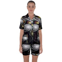 Fractal Bulbs Fantasy Curve Satin Short Sleeve Pyjamas Set by Wegoenart