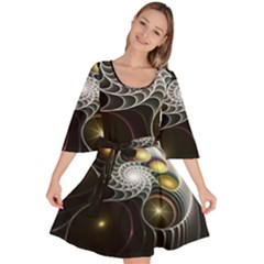 Fractal Bulbs Fantasy Curve Velvet Kimono Dress