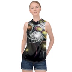 Fractal Bulbs Fantasy Curve High Neck Satin Top