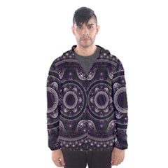 Fractal Mandala Circles Purple Hooded Windbreaker (men)