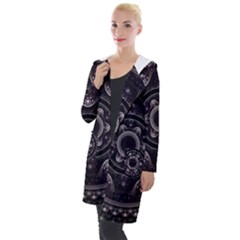 Fractal Mandala Circles Purple Hooded Pocket Cardigan