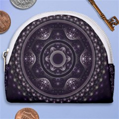 Fractal Mandala Circles Purple Horseshoe Style Canvas Pouch