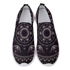 Fractal Mandala Circles Purple Women s Slip On Sneakers