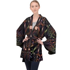 Fractal Colorful Pattern Texture Velvet Kimono Robe