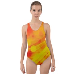 Abstract Background Design Cut-out Back One Piece Swimsuit by Wegoenart