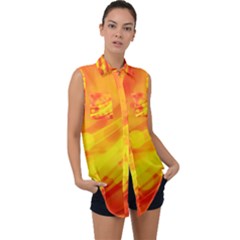 Abstract Background Design Sleeveless Chiffon Button Shirt