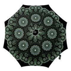 Fractal Green Lace Pattern Circle Hook Handle Umbrellas (small) by Wegoenart