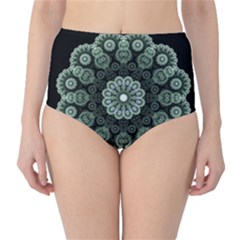 Fractal Green Lace Pattern Circle Classic High-waist Bikini Bottoms by Wegoenart