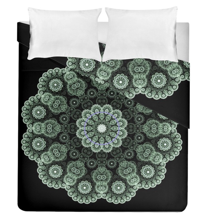 Fractal Green Lace Pattern Circle Duvet Cover Double Side (Queen Size)