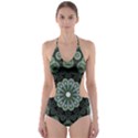 Fractal Green Lace Pattern Circle Cut-Out One Piece Swimsuit View1