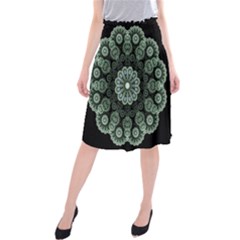 Fractal Green Lace Pattern Circle Midi Beach Skirt by Wegoenart