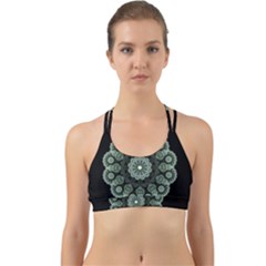 Fractal Green Lace Pattern Circle Back Web Sports Bra by Wegoenart