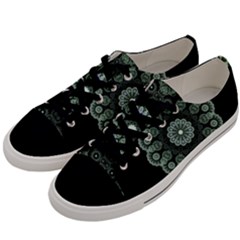 Fractal Green Lace Pattern Circle Men s Low Top Canvas Sneakers by Wegoenart