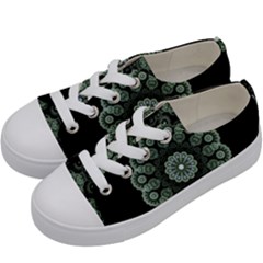 Fractal Green Lace Pattern Circle Kids  Low Top Canvas Sneakers by Wegoenart